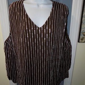 Elana by Tanner Brown Dressy Silk Blouse Shirt Top